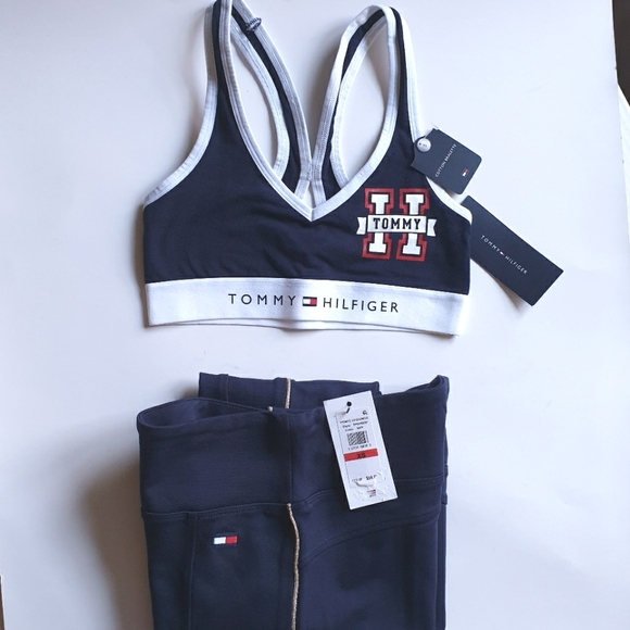 Tommy Hilfiger Sport Piped Leggings Dark Navy Blue Sz XS - Picture 8 of 9
